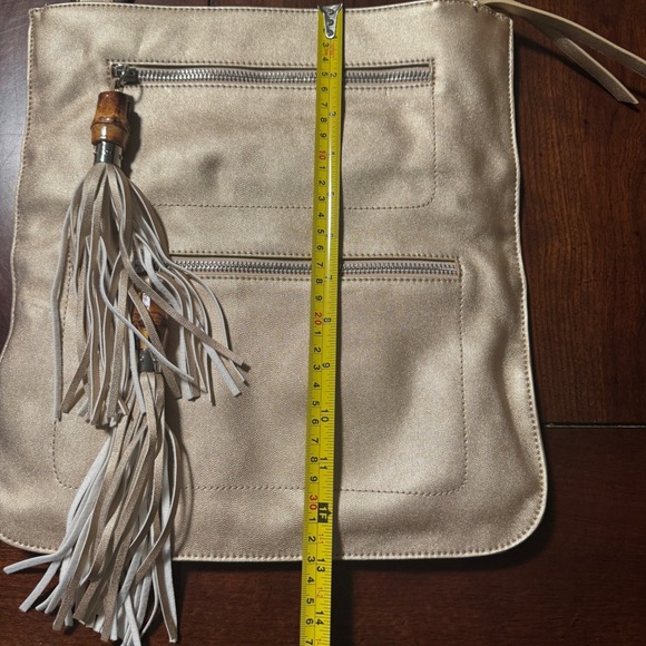 Sorial New York Gold Crossbody Bag Tassel Adjustable Strap Handbag Purse - Picture 9 of 9